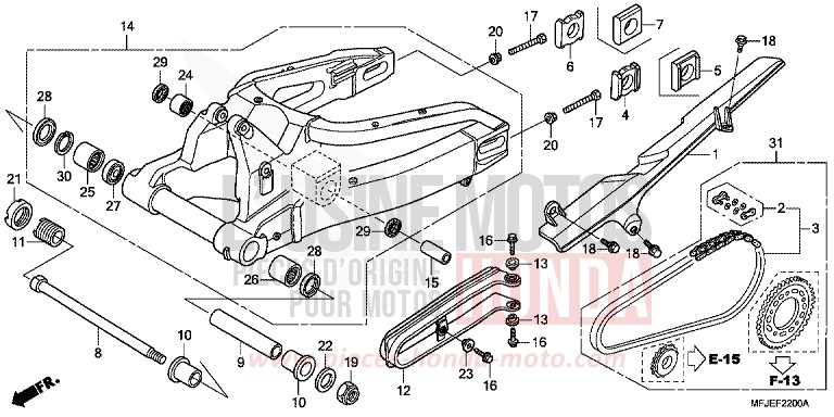 SWINGARM for CBR600RR ABS VICTORY RED (R334) from 2012